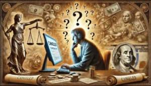 Pessoa confusa olhando para a tela do computador, com dúvidas sobre cancelamento de ordens em exchange de criptomoedas.