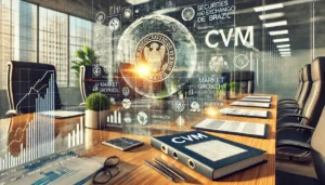 representando o papel da CVM na fiscalização e proteção dos investidores no mercado financeiro.